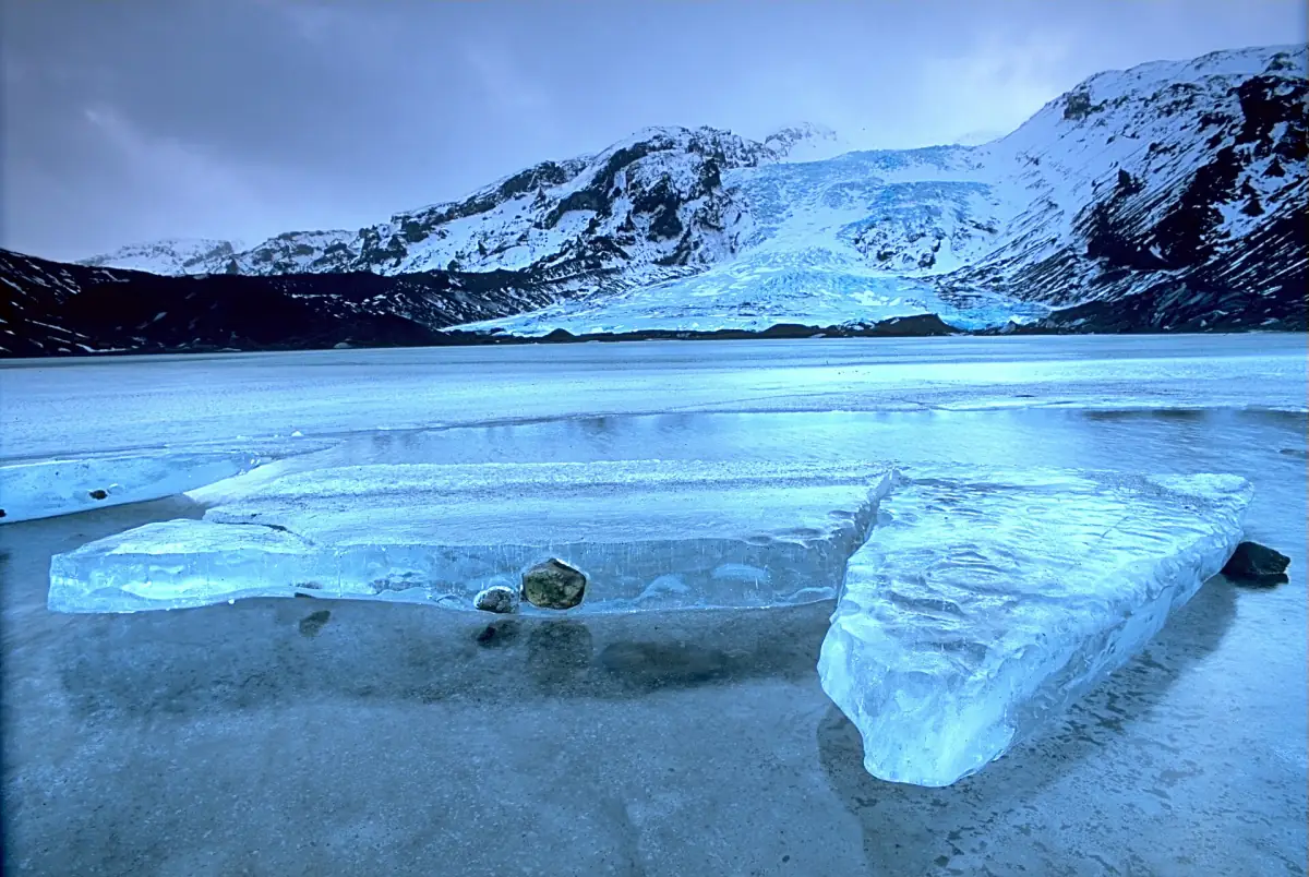 Ice floes below Eyjafjallajökull