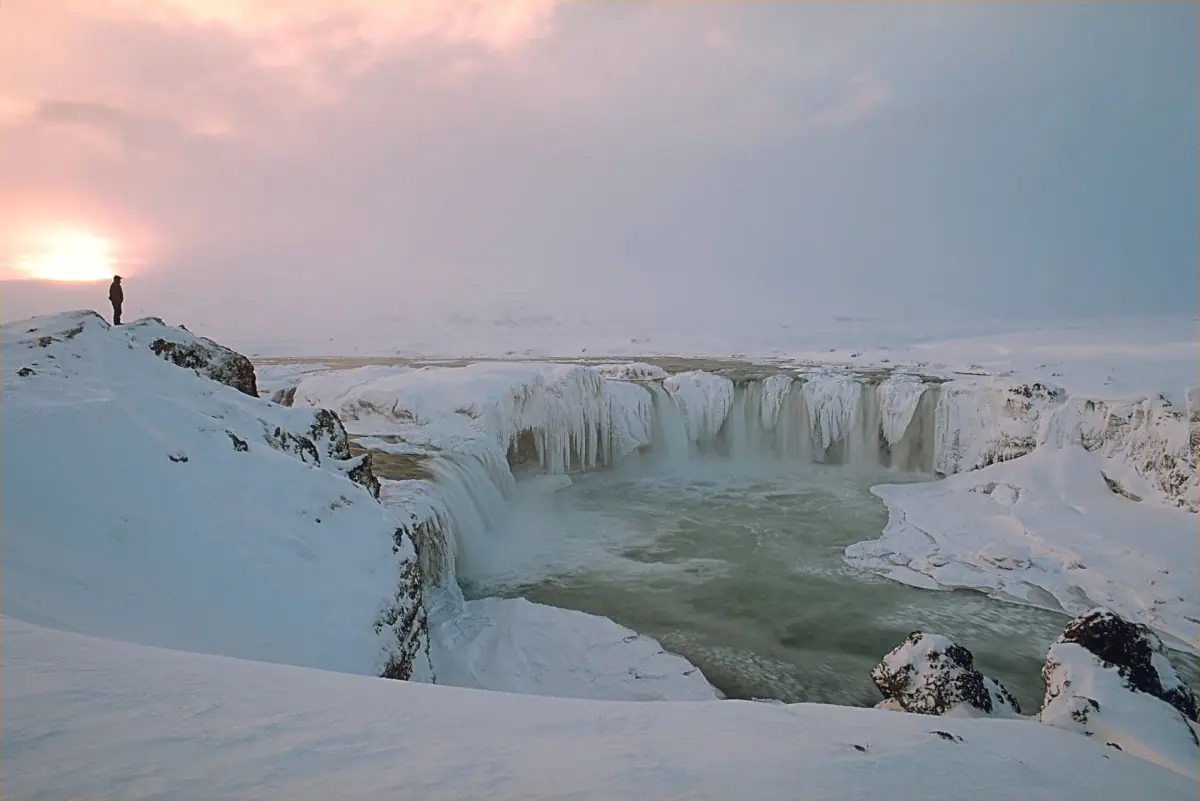 Goðafoss under snow in winter