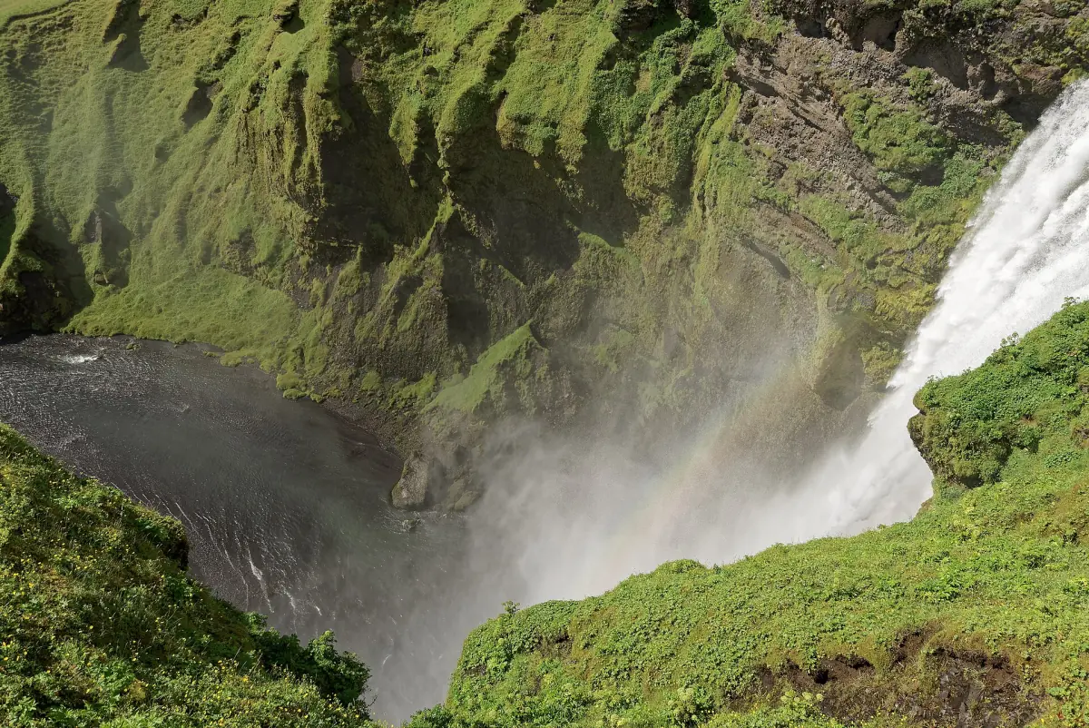 Skógafoss seen from the cliff above